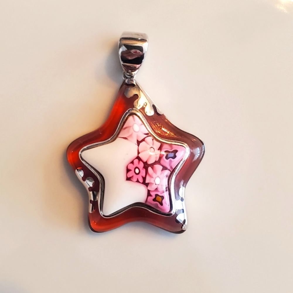 Authentic Alan K Starfish Pendant Sterling Silver in Pink and White